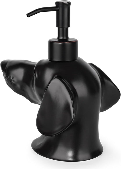Artisanal Dachshund Stoneware Soap Dispenser
