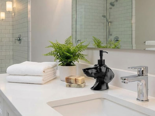 Artisanal Dachshund Stoneware Soap Dispenser