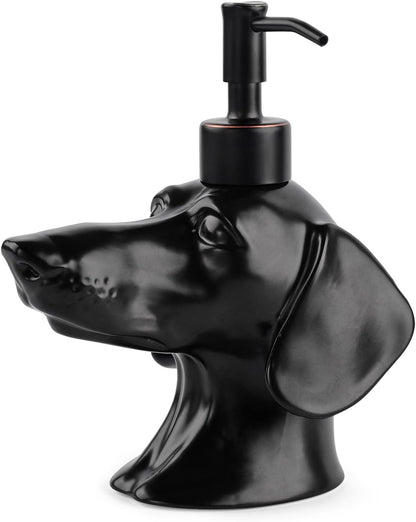 Artisanal Dachshund Stoneware Soap Dispenser
