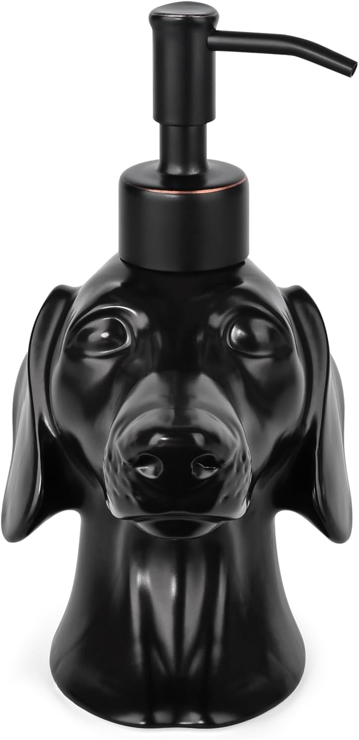 Artisanal Dachshund Stoneware Soap Dispenser