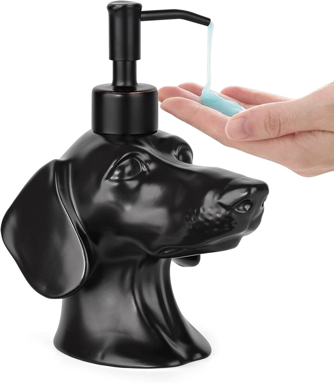 Artisanal Dachshund Stoneware Soap Dispenser