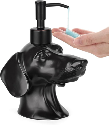 Artisanal Dachshund Stoneware Soap Dispenser