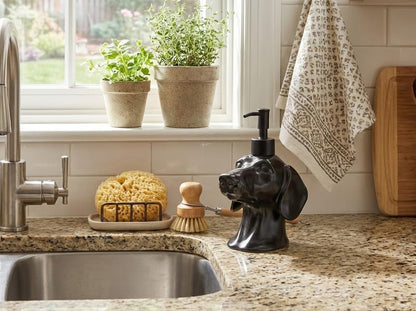 Artisanal Dachshund Stoneware Soap Dispenser