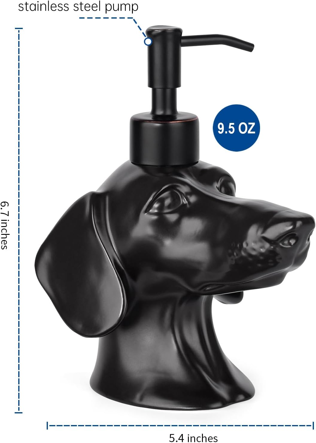Artisanal Dachshund Stoneware Soap Dispenser
