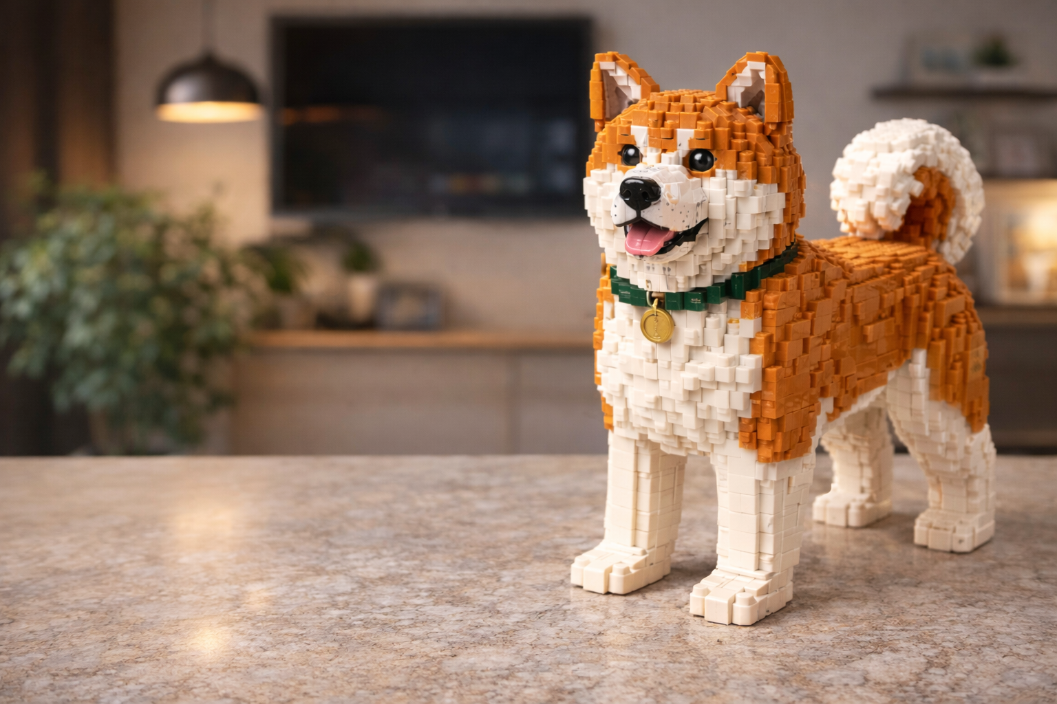 Akita Dog Building Block Model