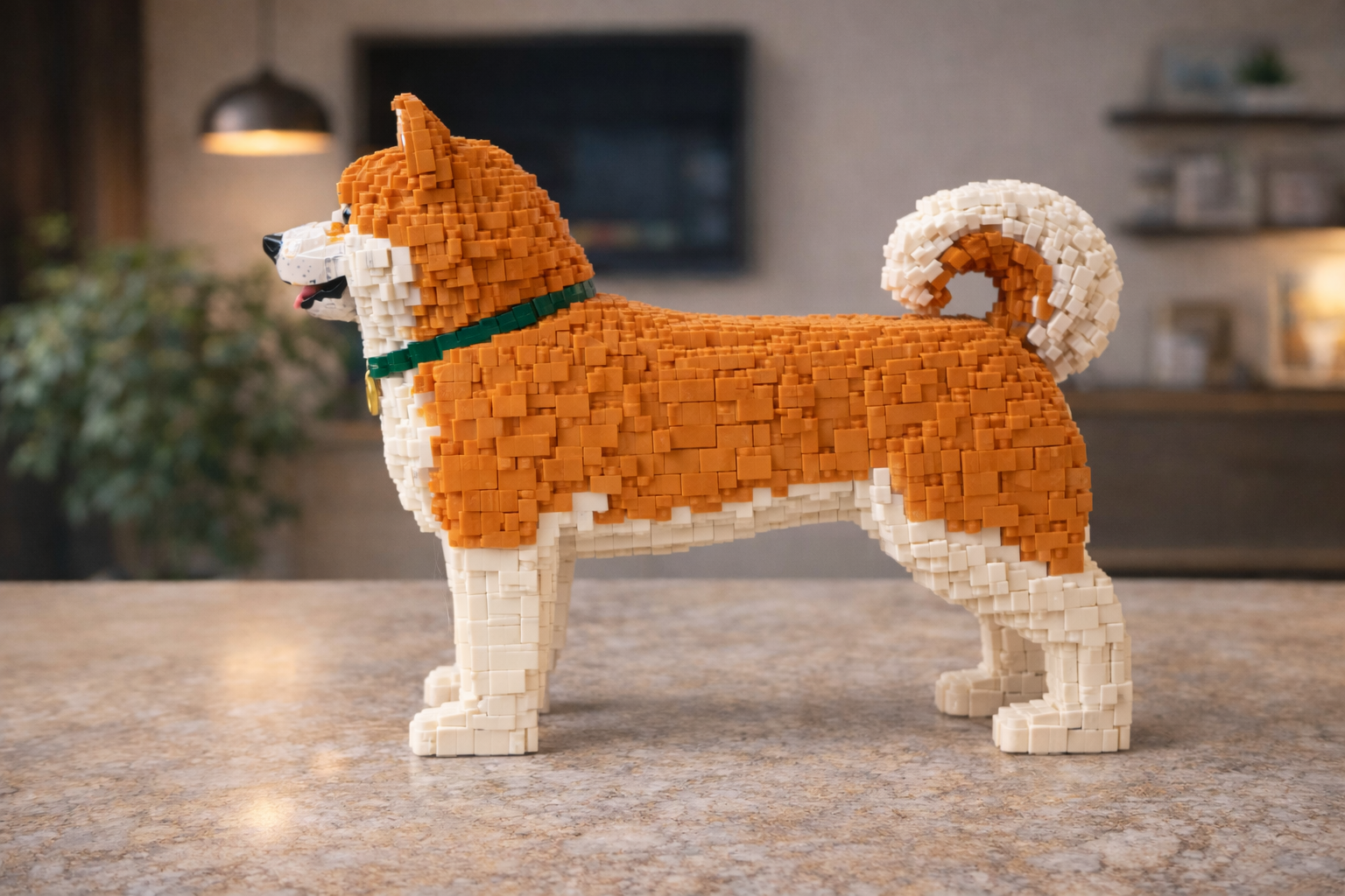 Akita Dog Building Block Model