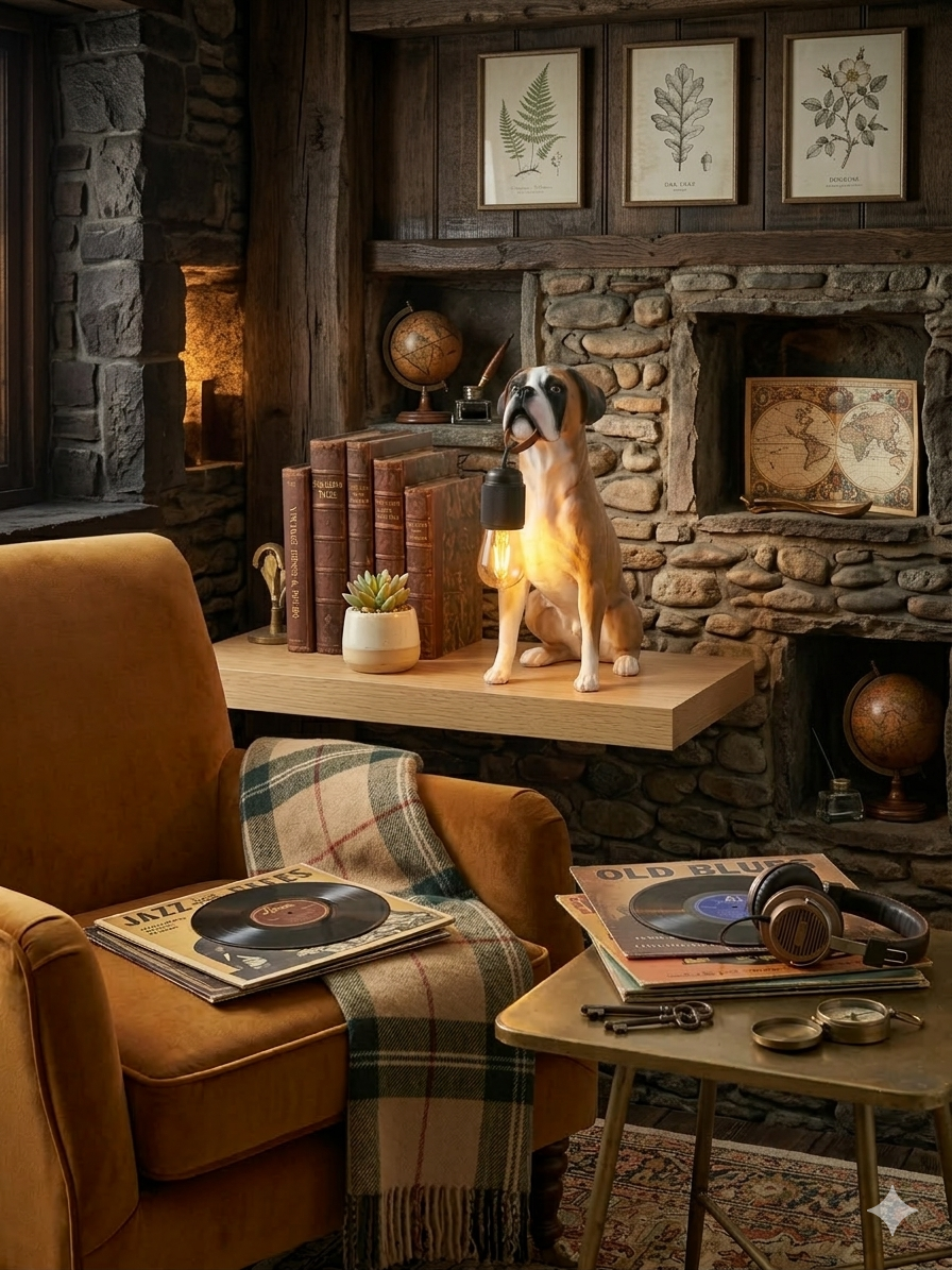 Boxer Breed Resin Desk Lamp