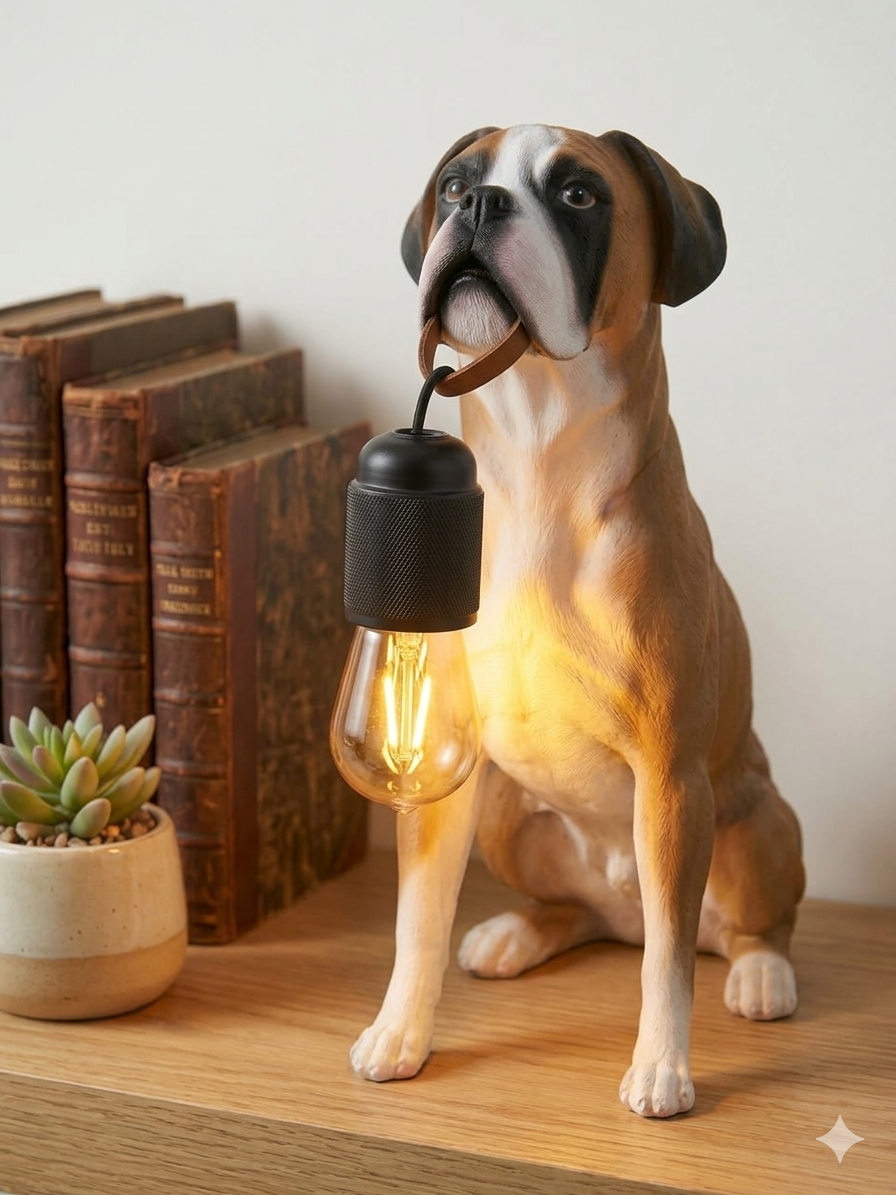 Boxer Breed Resin Desk Lamp