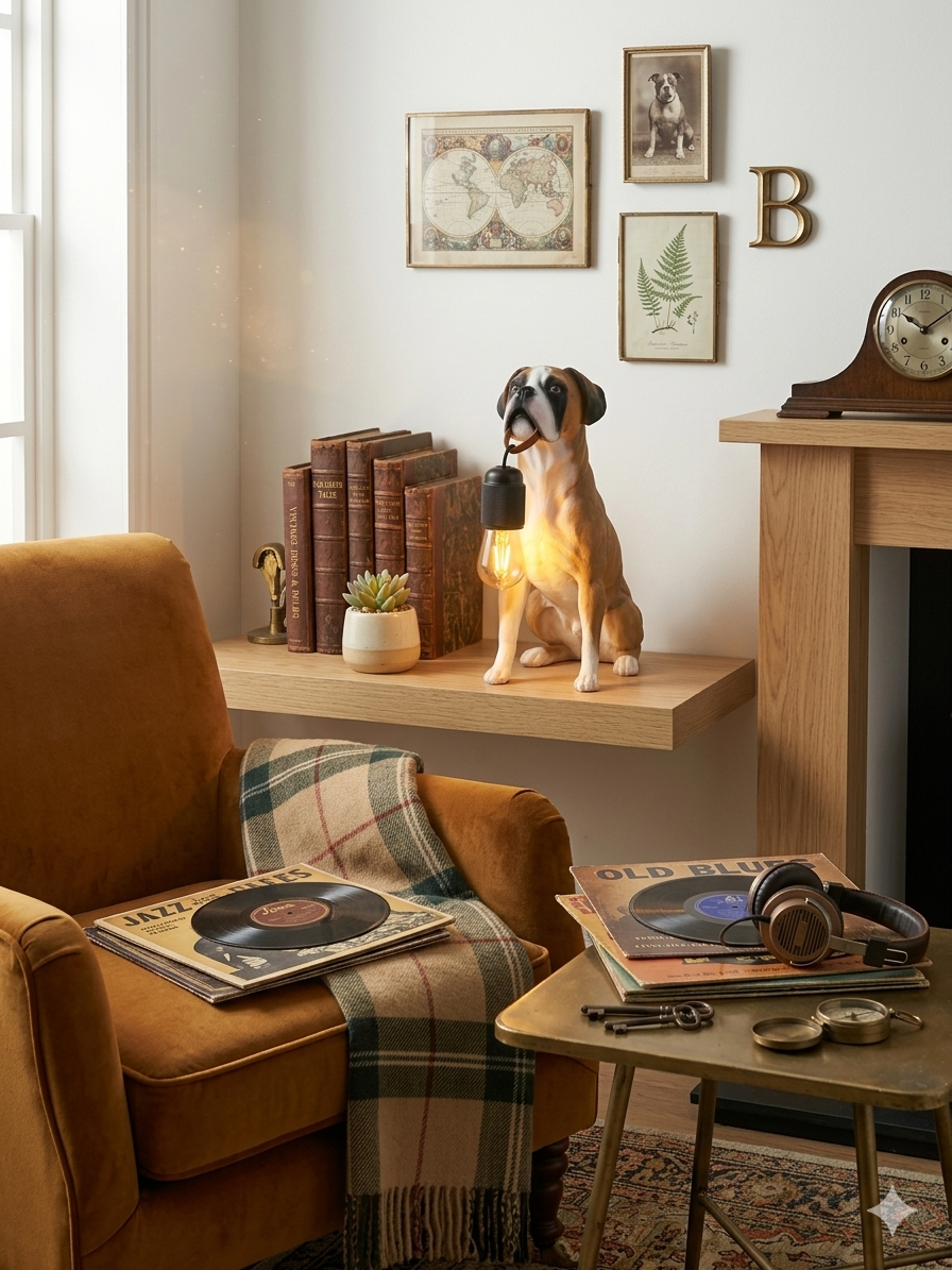 Boxer Breed Resin Desk Lamp